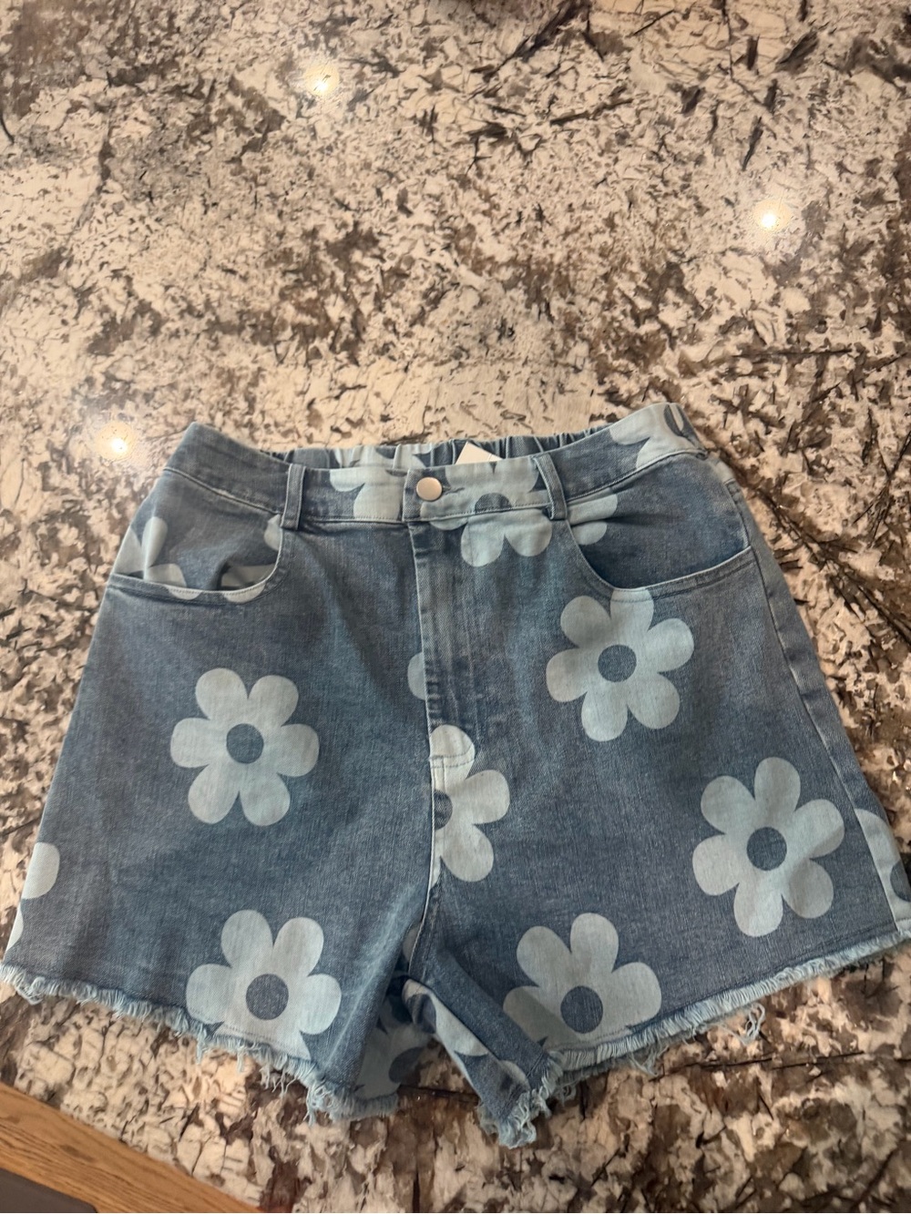Hayden Blue Denim Shorts with Light-Blue Floral Print
